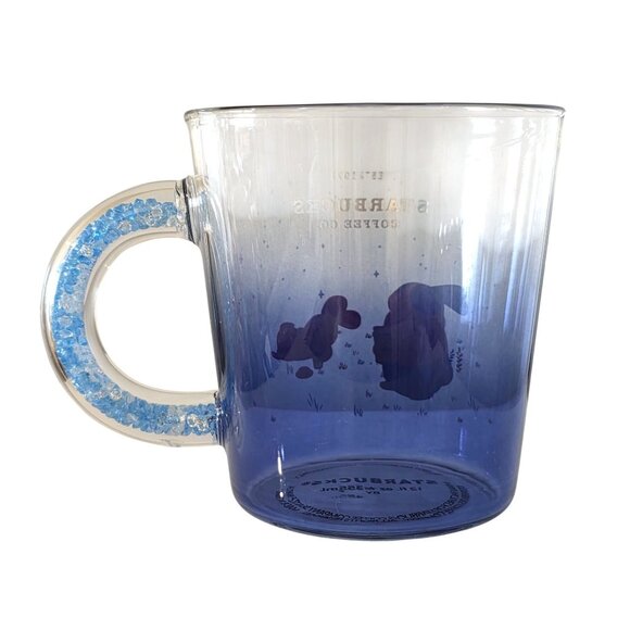Starbucks Midnight Bunny Glass Mug Moon Stars Water Cup Gradient Blue Clear - Picture 2 of 4